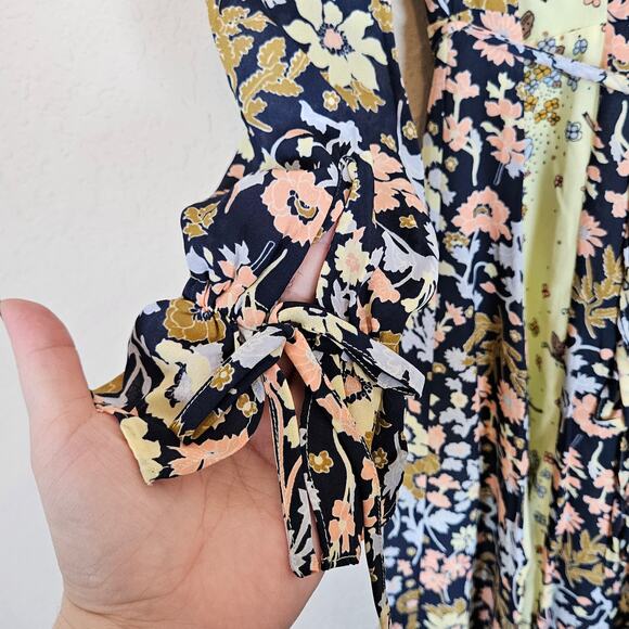Modcloth Unique Persona Midi Dress Yellow Navy Floral Women's Size 4 Fairy Work - Picture 5 of 10